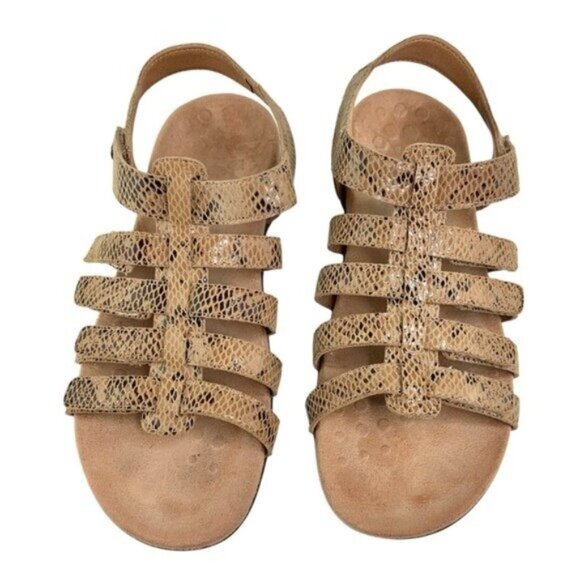 Vionic Leather Snakeskin Harissa Sandals in Tan - Picture 3 of 7